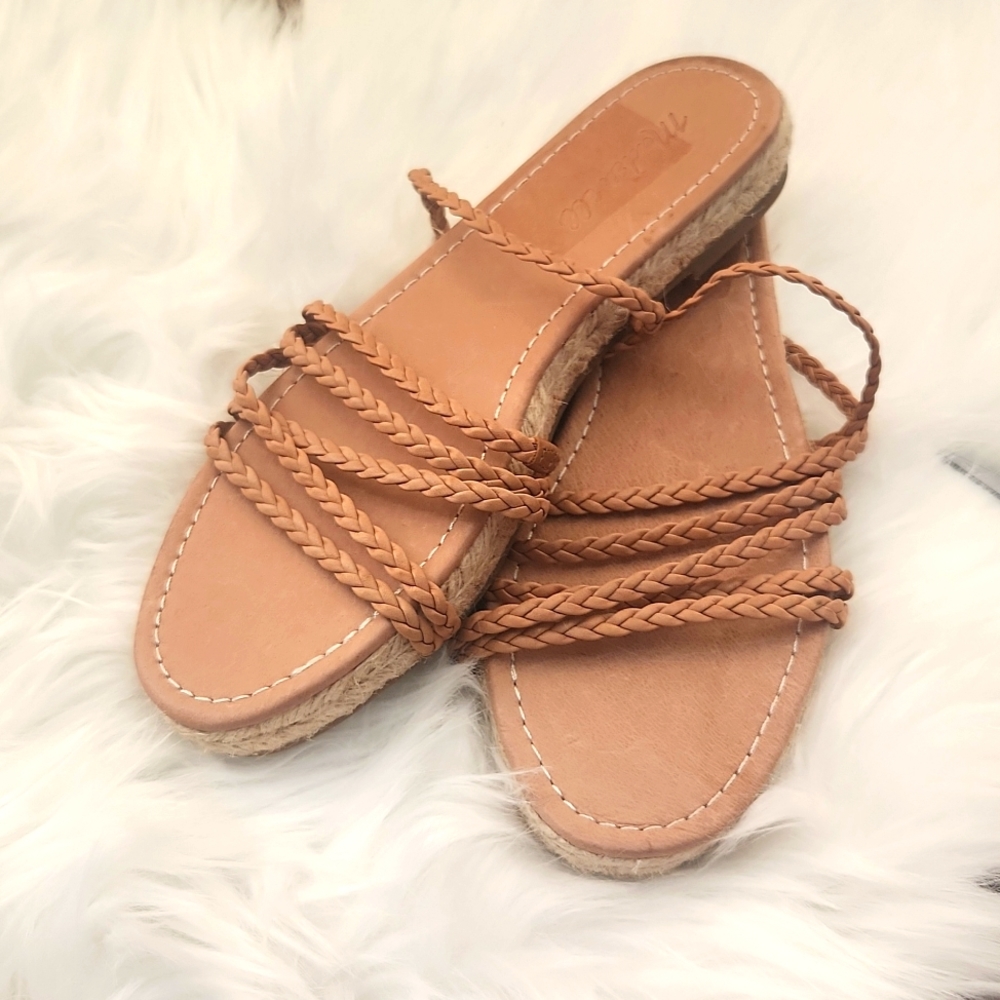 Madewell Women's Kathryn Espadrille Slide Sandal Braided Leather Tan Size 7.5 - Picture 8 of 8